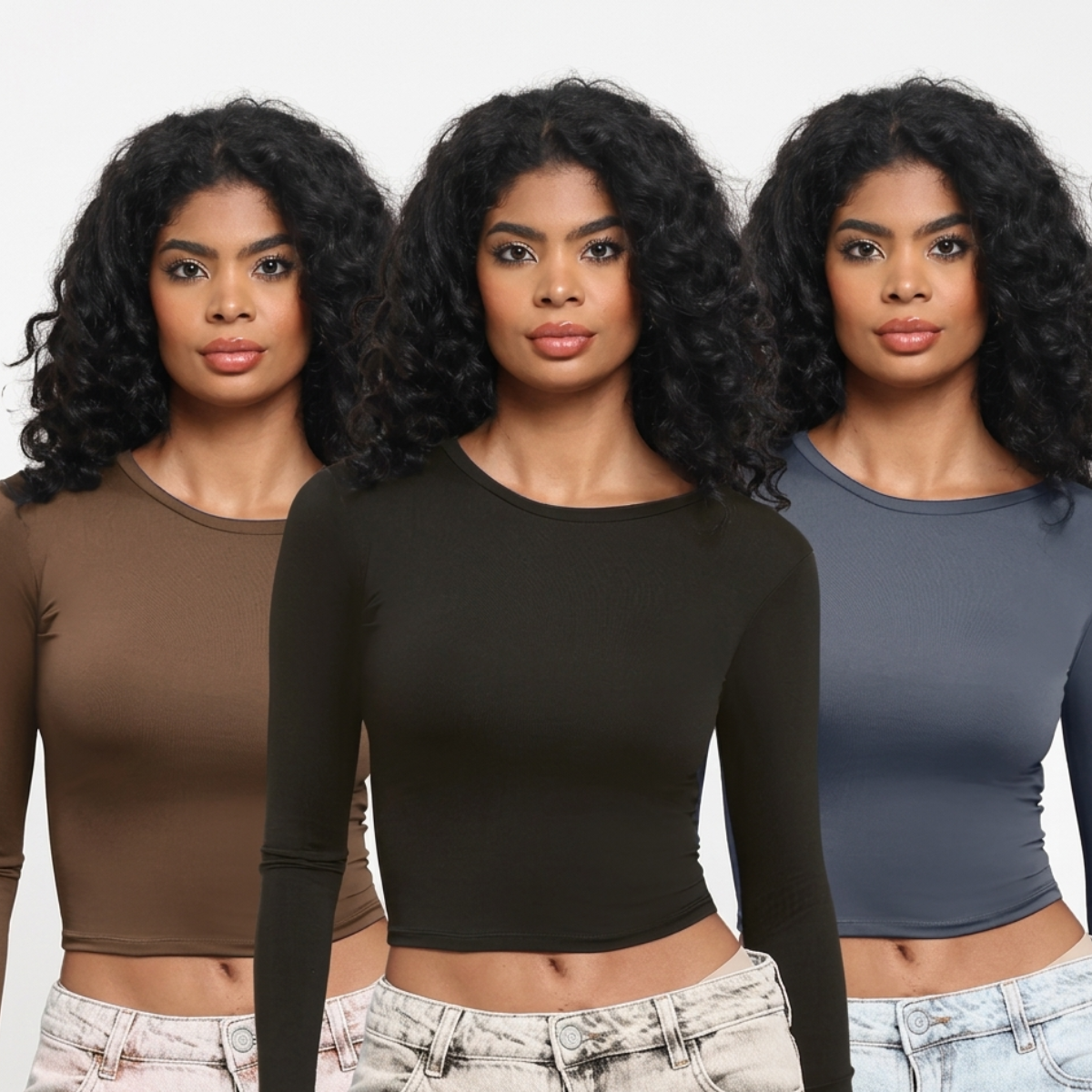 KIT 3: Blusa Feminina de Manga Longa - Meia Estação de Compressão Colada