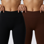 Kit 2 calças legging canelada poliamida sem costura