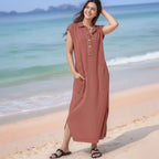 Vestido Lucelli™ Em Tecido Modal Plissado com Acabamento Artesanal
